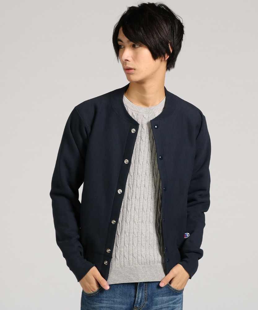 Champion 「REVERSE WEAVE」リバースウィーブスナップボタンジャケット メンズ ネイビー