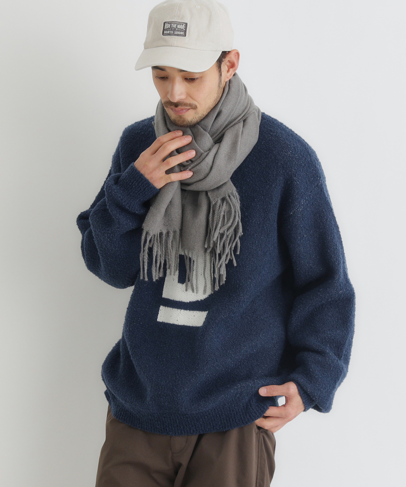 Right-on(近畿中国)のダブルジャガードロゴクルーネックセーター