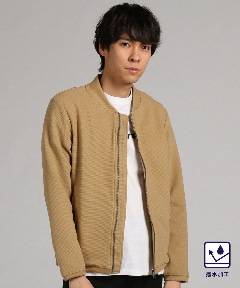 BACK NUMBER 撥水ストレッチリブブルゾン メンズ ベージュ