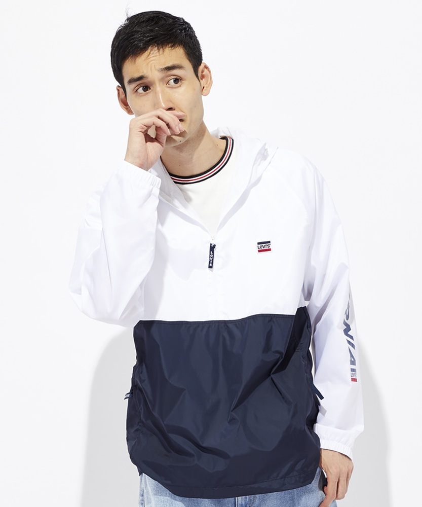 Levi's 「Sports Inspired」パッカブルアノラックパーカー メンズ ネイビー*ホワイト