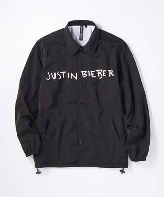 JUSTIN BIEBER ロゴコーチジャケット メンズ ブラック