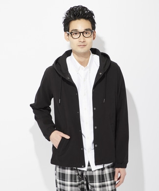 BACK NUMBER タテヨコ伸びる撥水コーチジャケット メンズ ブラック