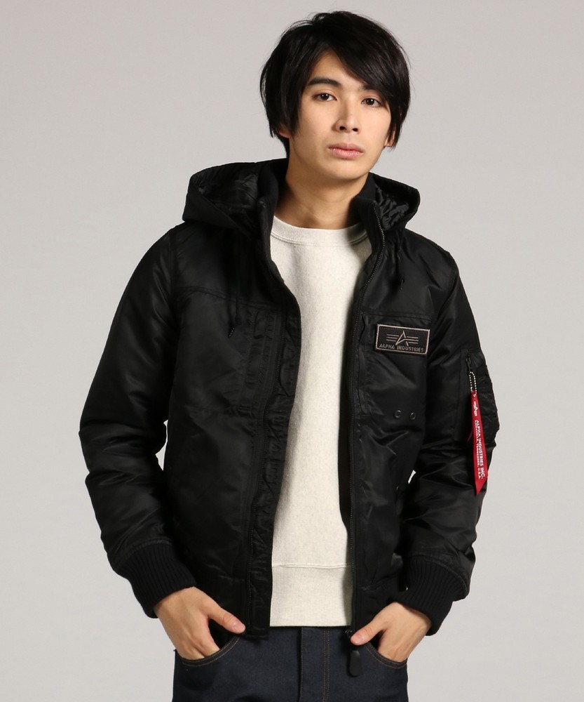 ALPHA HOODED RIB JACKET フーデッドリブジャケット メンズ ブラック