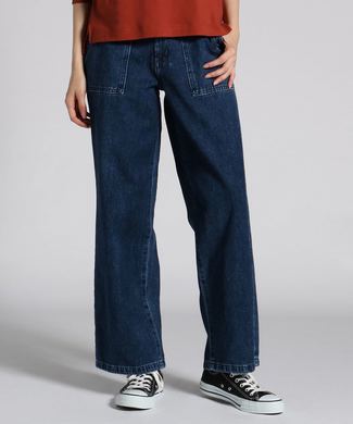 SOMETHING タックワイドデニムパンツ レディース 濃加工色