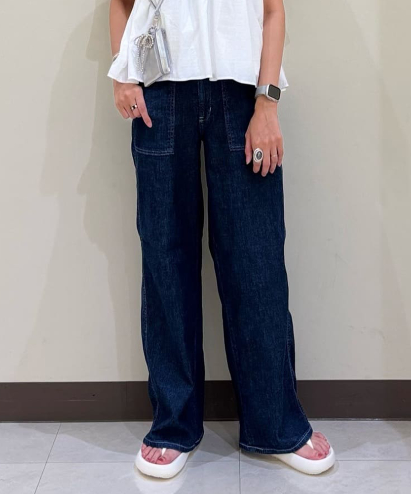 Right-on(近畿中国)の「SUMMER COOL」 涼しいワイドベーカーデニムパンツ(速乾/抗菌防臭/ドライタッチ/蒸れにくい/軽量/夏用)【自宅で試着、返品送料無料】