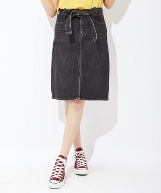 Levi's デニムミディスカート レディース ブラック