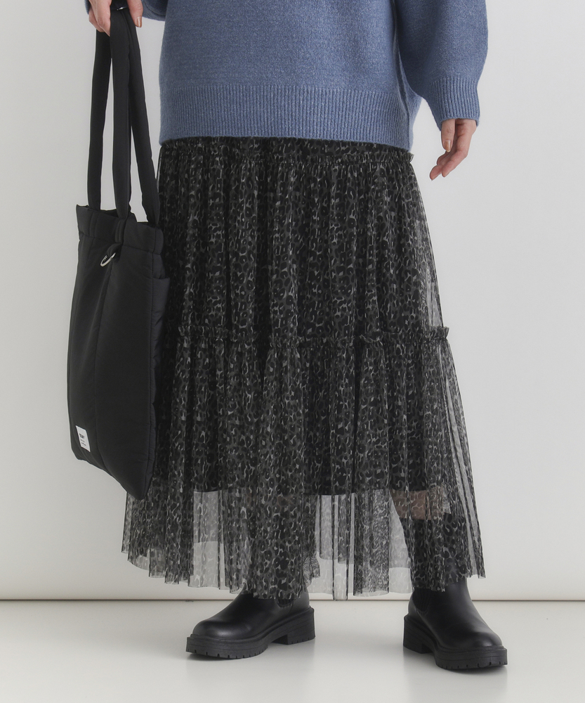 Right-on(近畿中国)のレオパード柄チュールスカート