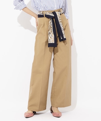 BACK NUMBER スカーフ付き撥水ワイドパンツ レディース ベージュ