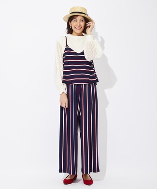BACK NUMBER 【WEB限定価格】ツイストベアオールインワン レディース ネイビー*オフホワイト