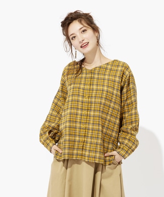 HONEYSUCKLE ROSE 2WAYチェックシャツ レディース イエロー
