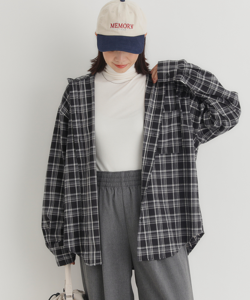 Right-on(近畿中国)のチェックビッグシャツ