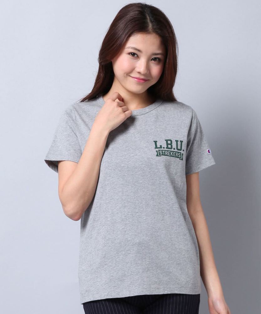 Champion プリントTシャツ レディース グレー