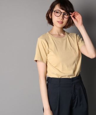 Champion ポケット付クルーネックTシャツ レディース ライトベージュ