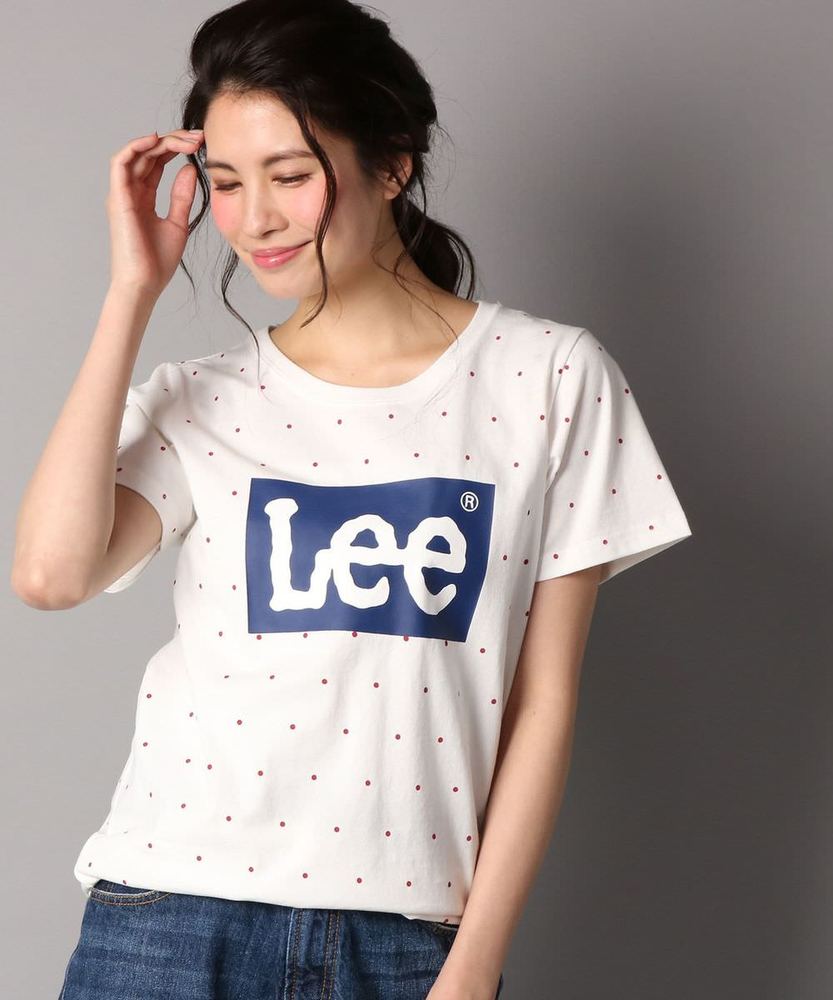 Lee ドットプリント＆ロゴ半袖Tシャツ レディース ＊オフシロ