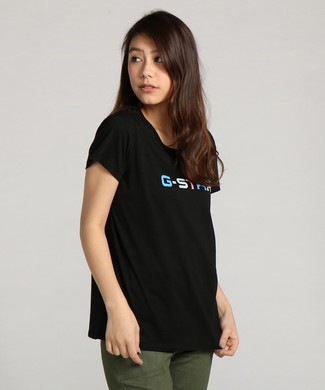 G-Star RAW ブランドロゴTシャツ レディース ブラック