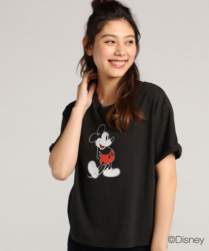 DISNEY ディズニーデザイン プリントTシャツ レディース ブラック