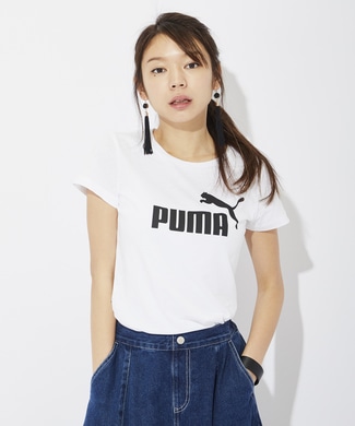 PUMA ロゴプリントTシャツ レディース ホワイト