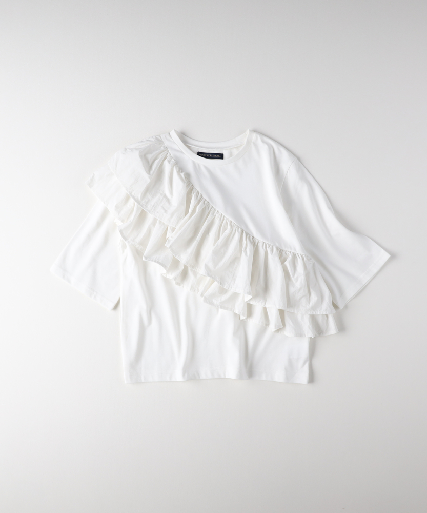 Right-on(近畿中国)の【華奢見え・接触冷感】アシメフリルTシャツ