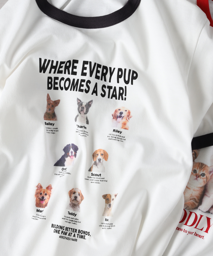 Right-on(近畿中国)のアニマルプリントリンガーTシャツ