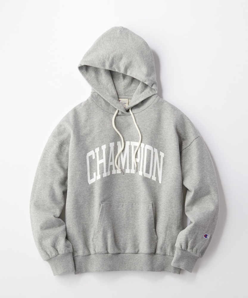 Champion ルーズプリントスウェットパーカー レディース グレー