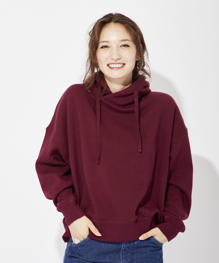 HONEYSUCKLE ROSE (K.P)裏シャギー重ねネックパーカー レディース ワイン
