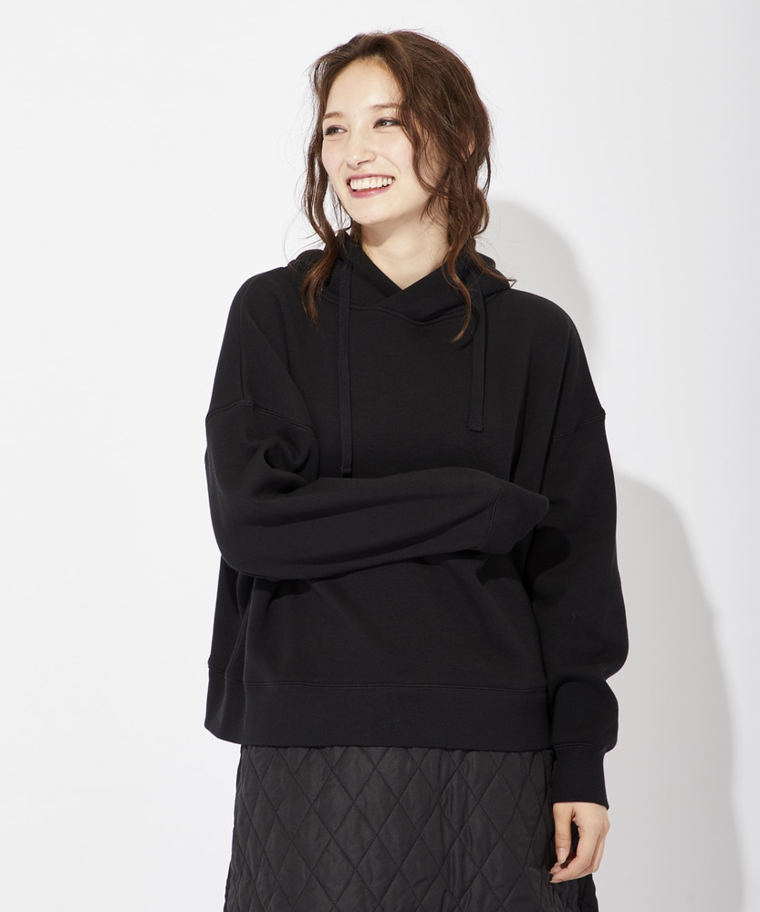 HONEYSUCKLE ROSE (K.P)裏シャギー重ねネックパーカー レディース ブラック