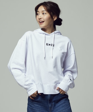 CONVERSE 【メンズ&レディーススウェット・ロンT2枚目半額】「ALL STAR」ロゴパーカー レディース オフシロ
