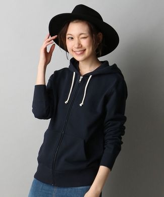 Champion 【期間限定スウェット2枚目半額 】無地スウェットジップパーカー レディース ネイビー