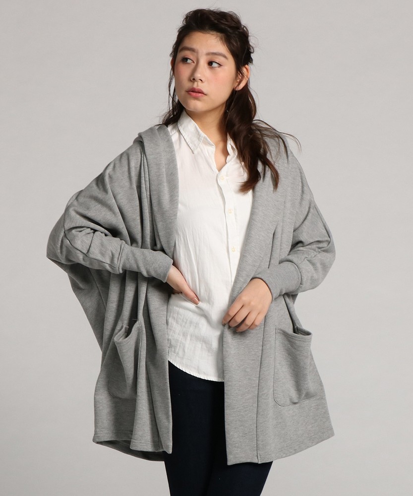 BACK NUMBER 【WEB限定価格】裏毛ガウンフーディトッパー レディース グレー