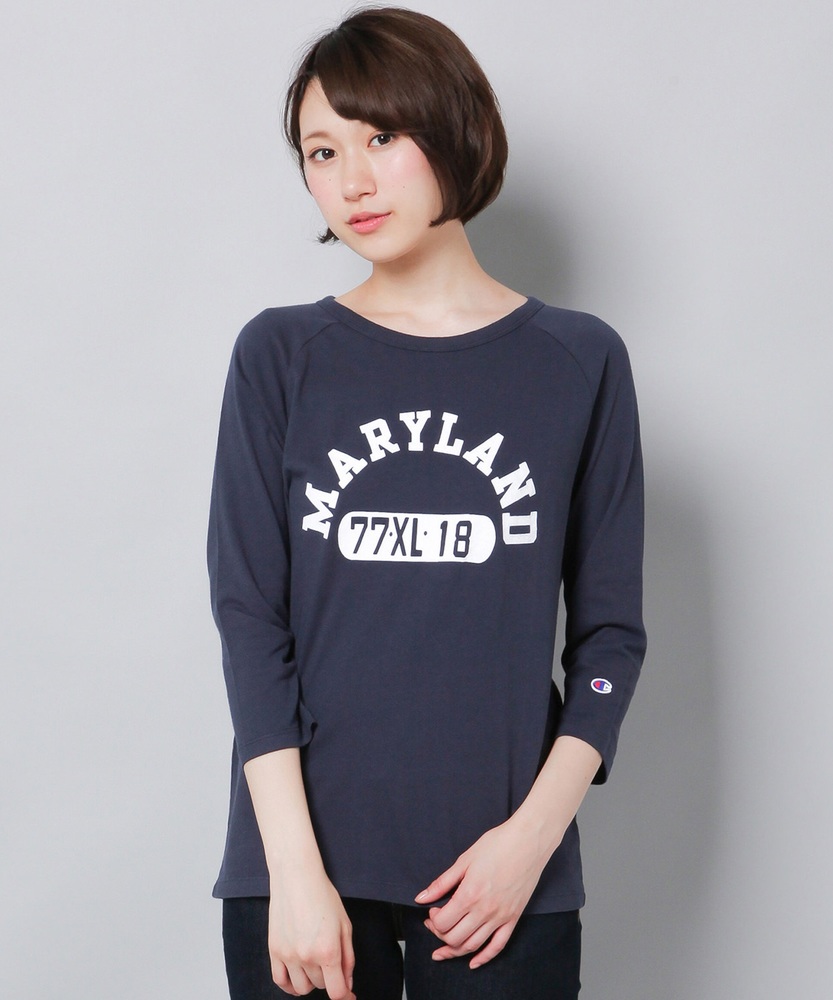 Champion プリント7分プルオーバー レディース ネイビー