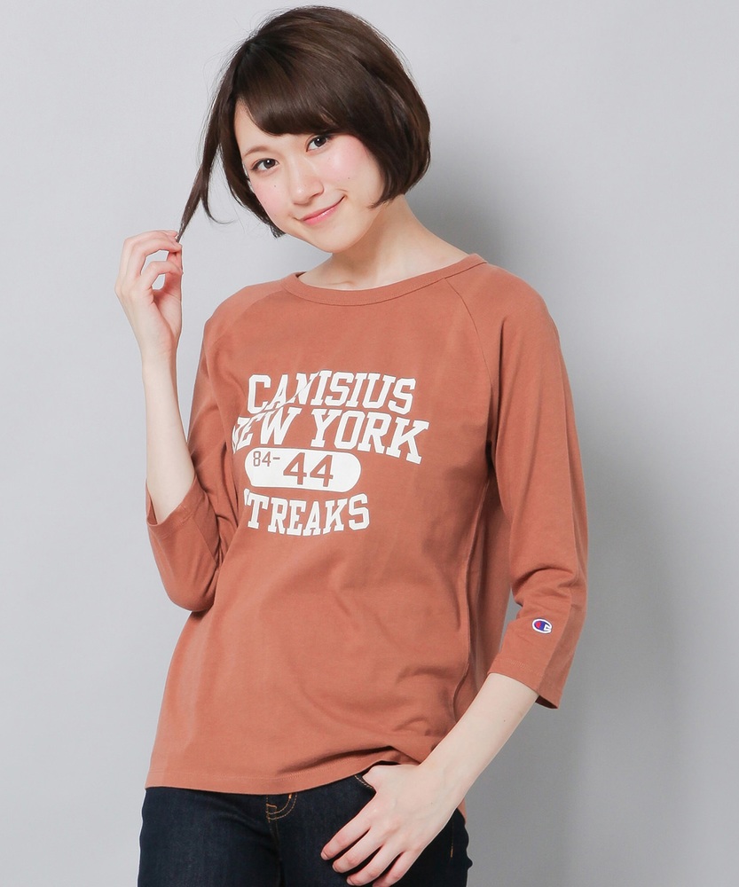 Champion プリント7分プルオーバー レディース キャメル