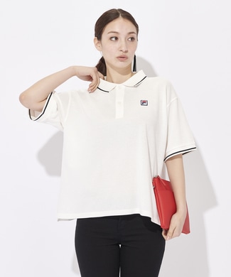 FILA ライン袖ポロシャツ レディース オフシロ