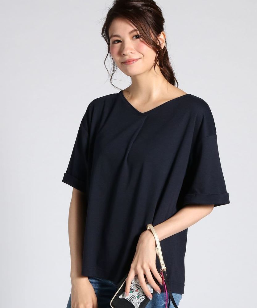 BACK NUMBER 【WEB限定価格】Vネックワイドスリーブプルオーバー レディース ネイビー