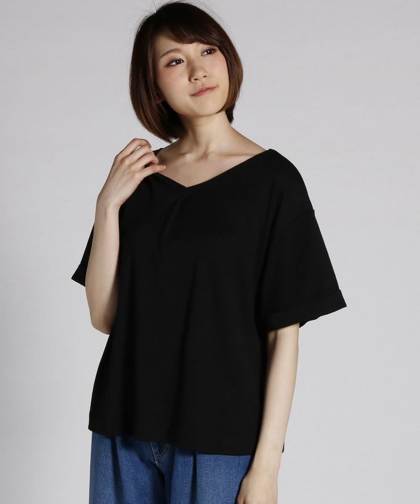 BACK NUMBER 【WEB限定価格】Vネックワイドスリーブプルオーバー レディース ブラック