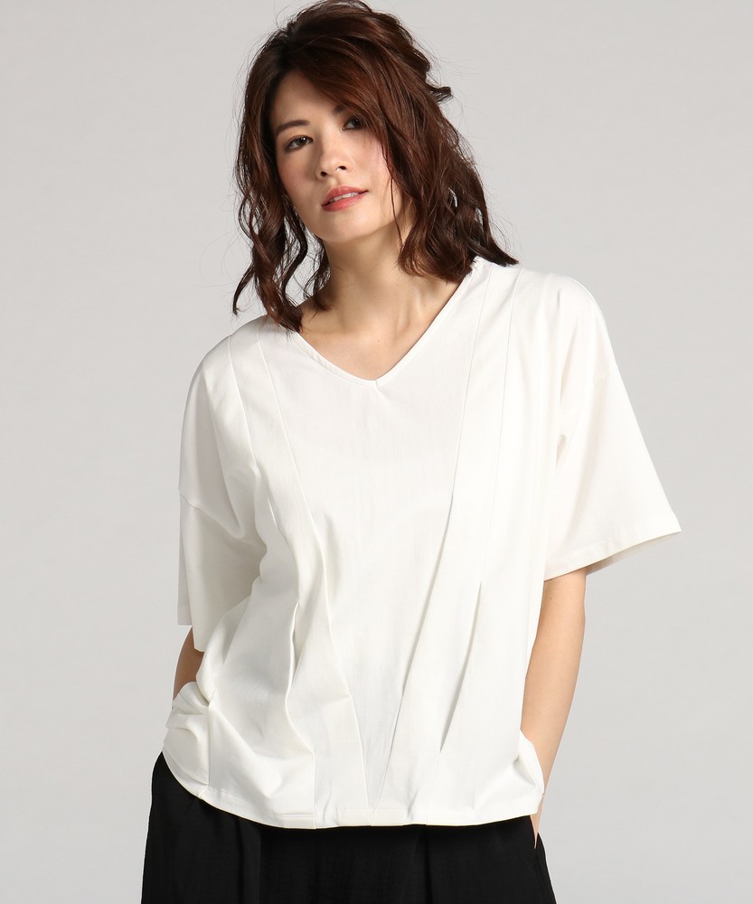 BACK NUMBER タック入りカットチュニック レディース オフシロ