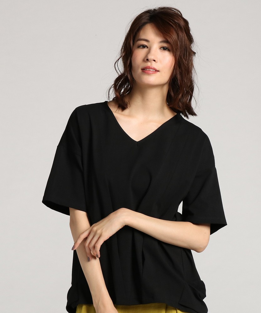 BACK NUMBER タック入りカットチュニック レディース ブラック