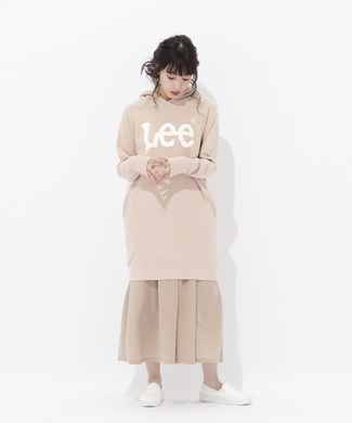 Lee ロゴスウェットパーカーワンピース レディース ピンク