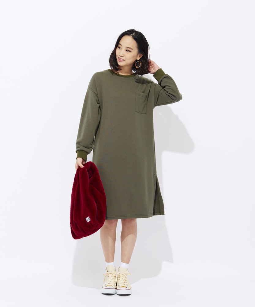 HONEYSUCKLE ROSE 裏毛ロングワンピース レディース カーキ