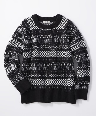 HARVARD 【期間限定20%OFF】フェアアイル/ジャガード柄ニットプルオーバー レディース ブラック