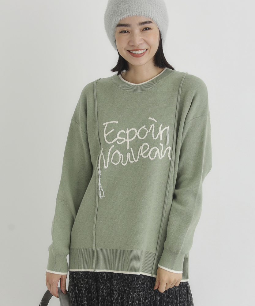 Right-on(近畿中国)のスウェットライク刺繍セーター