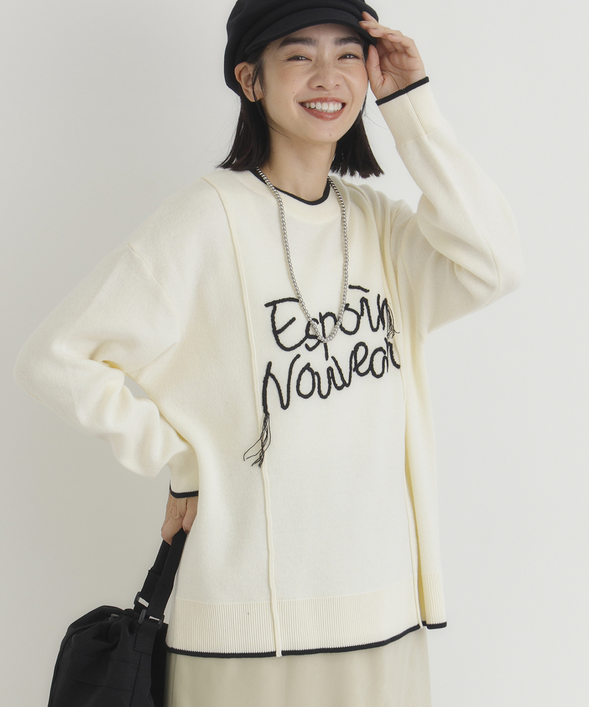 Right-on(近畿中国)のスウェットライク刺繍セーター（WEB限定価格 10/16～10/20）