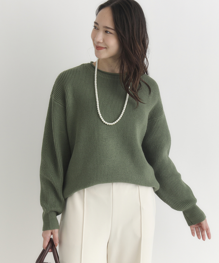 Right-on(近畿中国)の畦編みクルーネックセーター