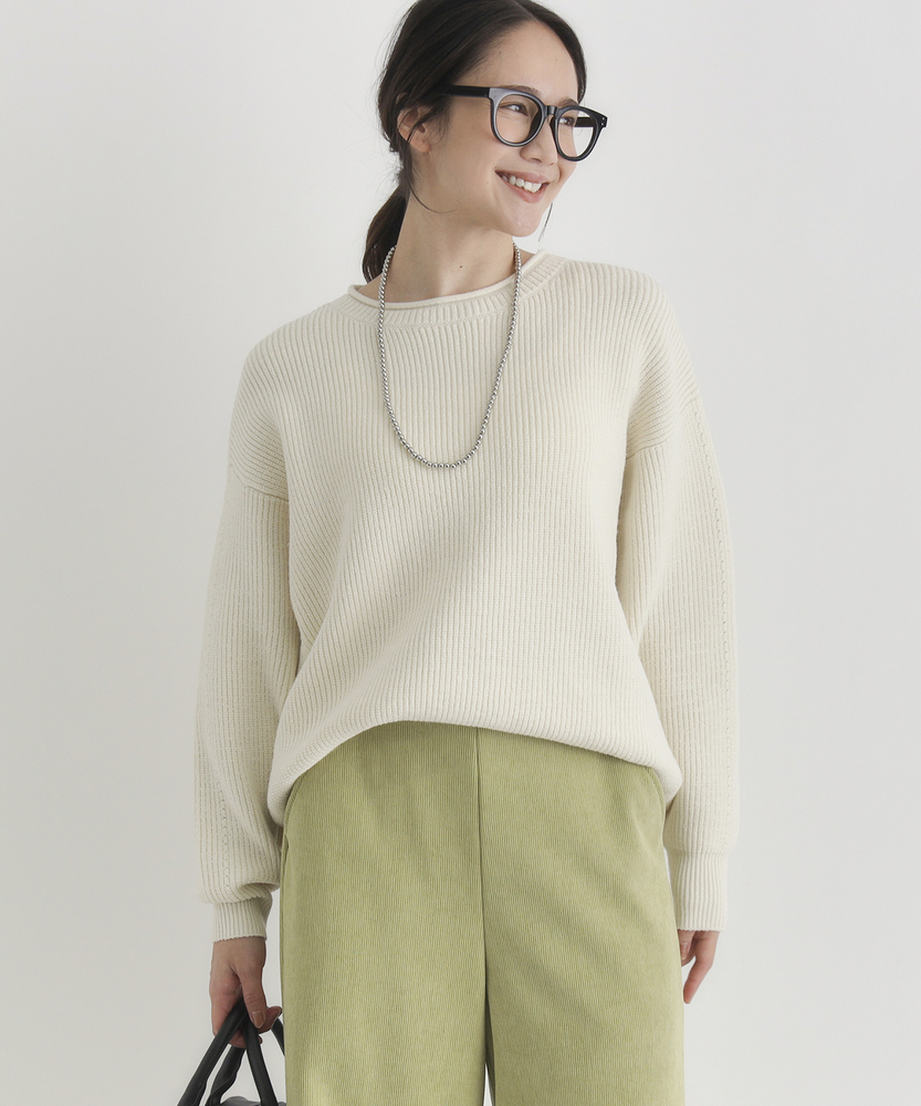 Right-on(近畿中国)の畦編みクルーネックセーター