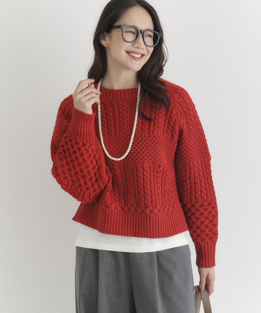 Right-on(近畿中国)のケーブルショートセーター