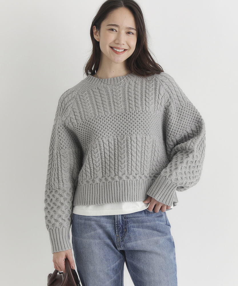 Right-on(近畿中国)のケーブルショートセーター