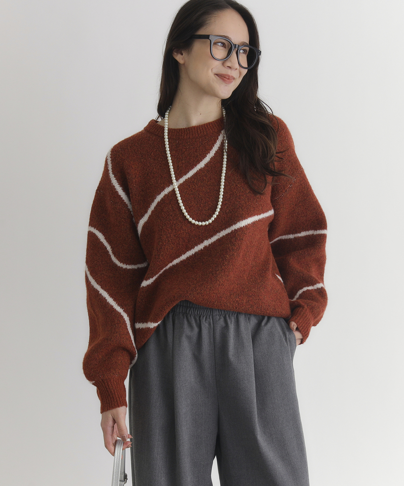 Right-on(近畿中国)のヘンケイライン柄セーター