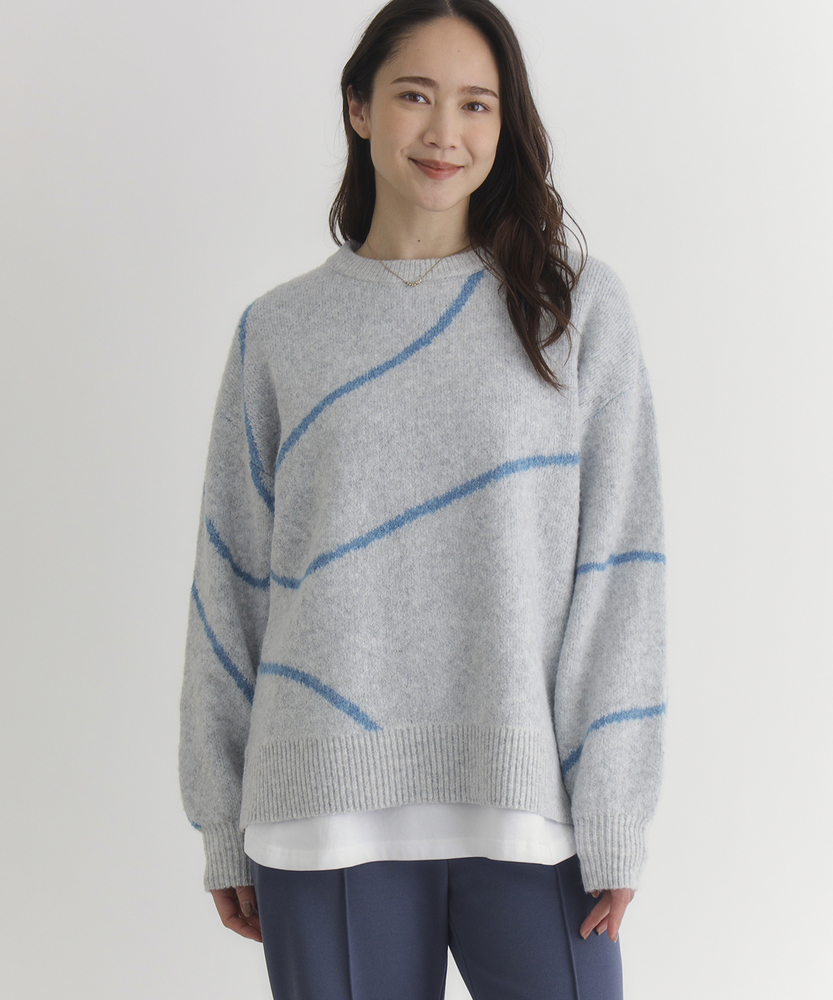 Right-on(近畿中国)のヘンケイライン柄セーター