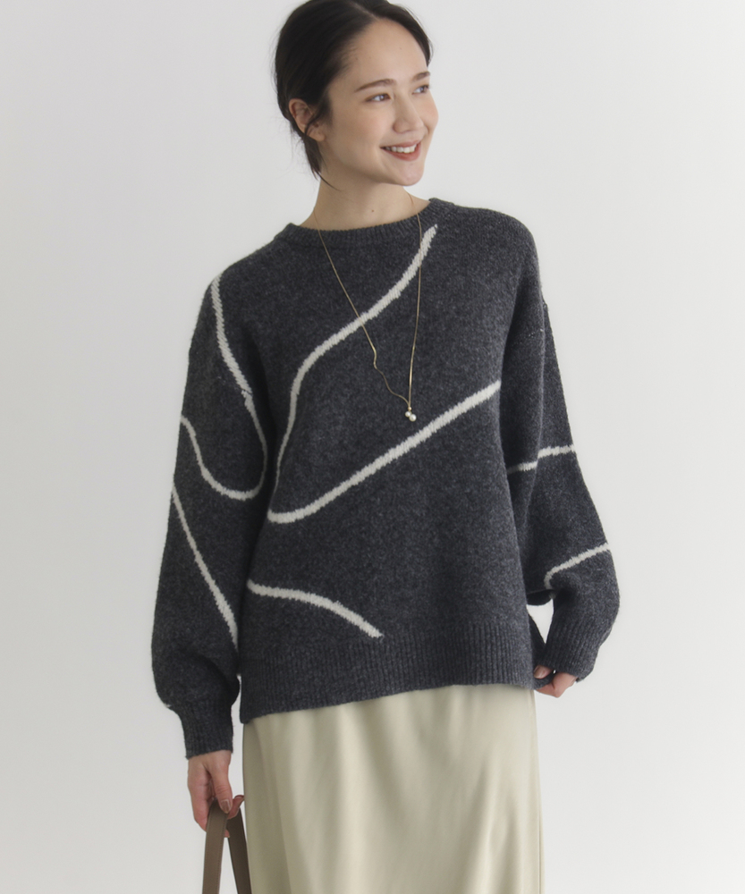 Right-on(近畿中国)のヘンケイライン柄セーター