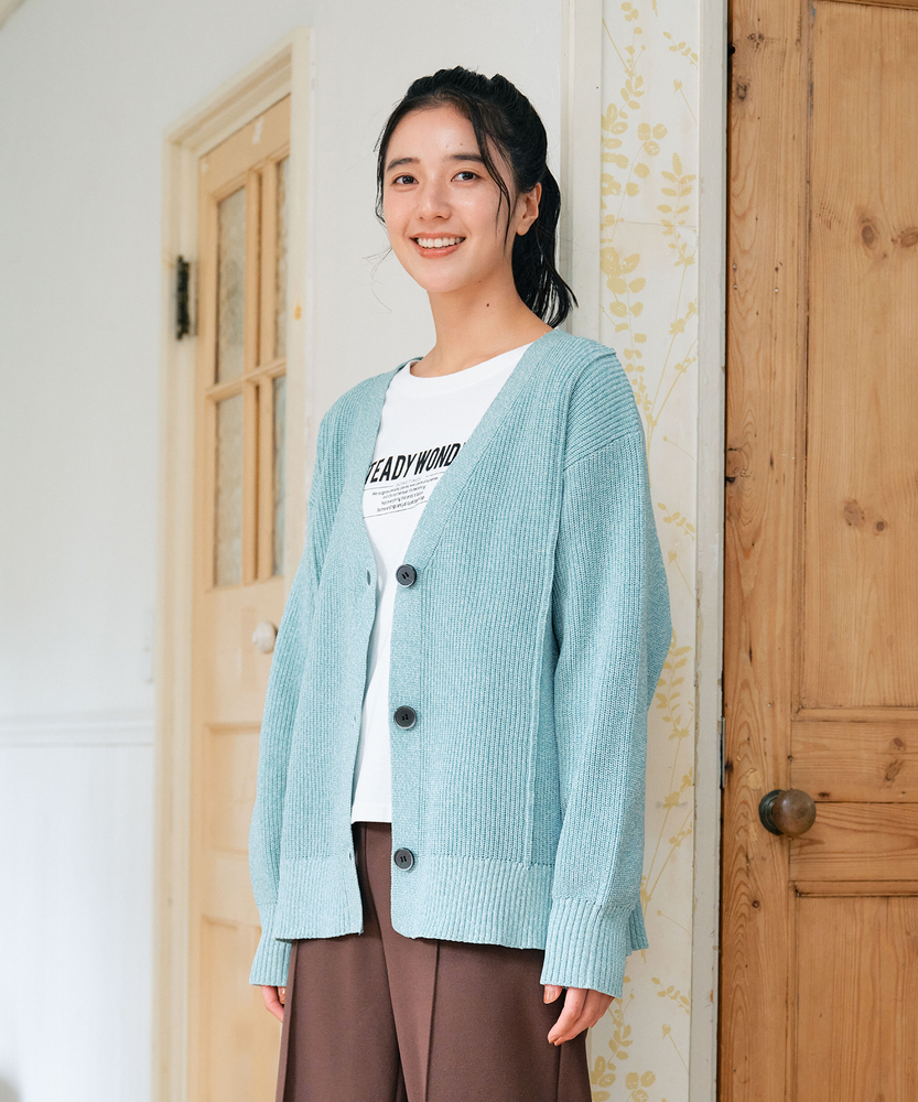 Right-on(近畿中国)の【体のラインを拾いにくい】畦編みニットカーディガン