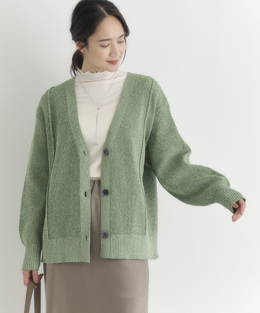 Right-on(近畿中国)の【体のラインを拾いにくい】畦編みニットカーディガン